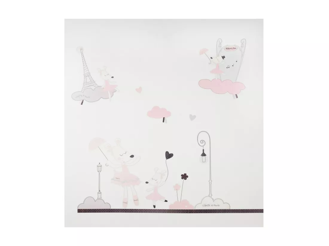 Stickers muraux Petite souris 70x50cm en Papier Rose
