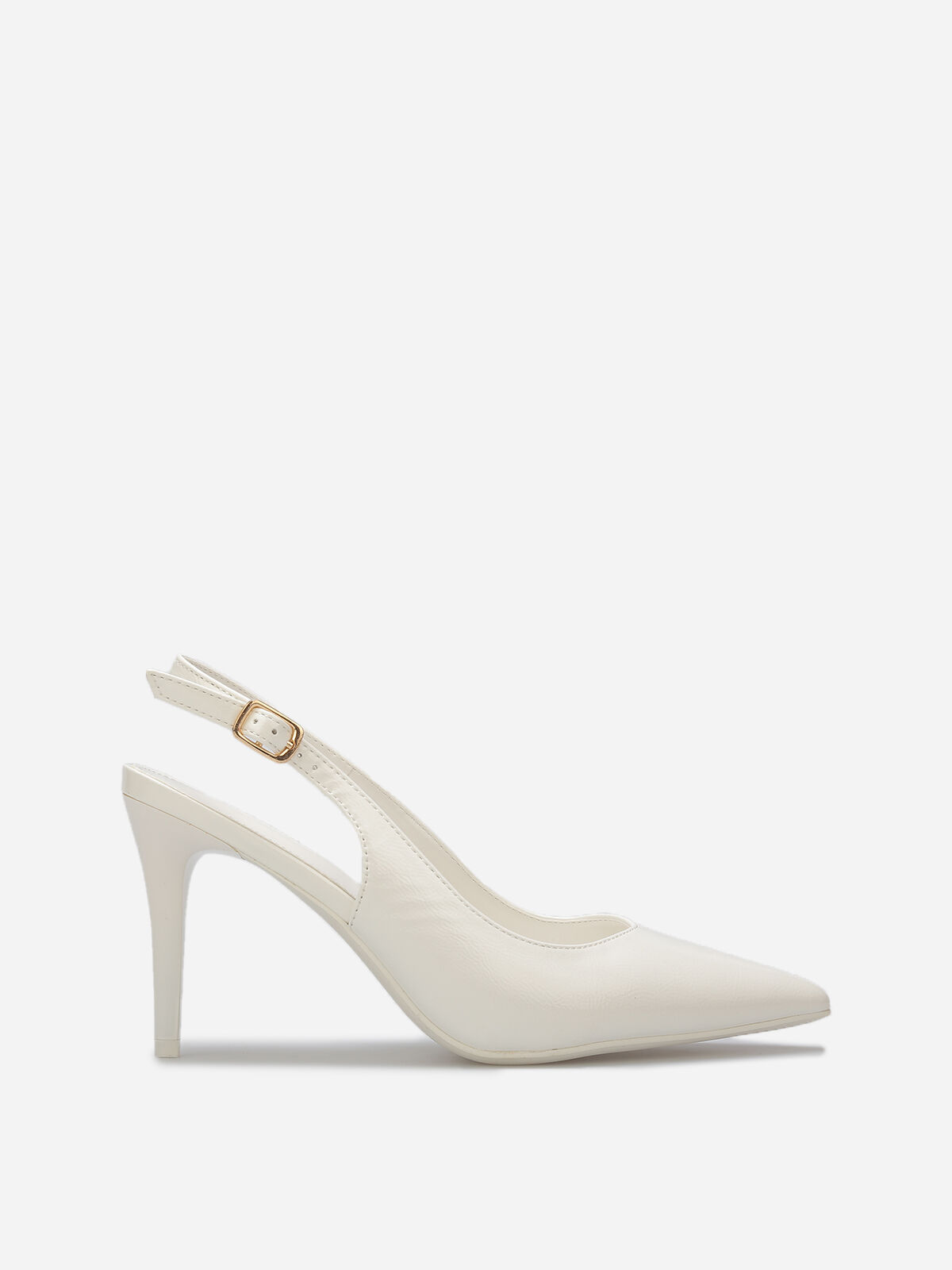 Escarpins slingback texturées vernies- Blanc