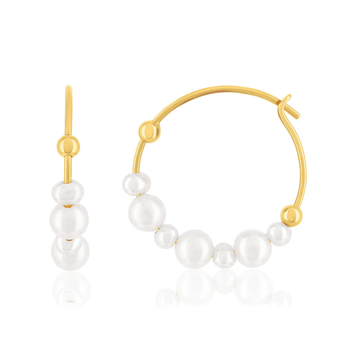 Créoles or 375 jaune perles d'eau douce