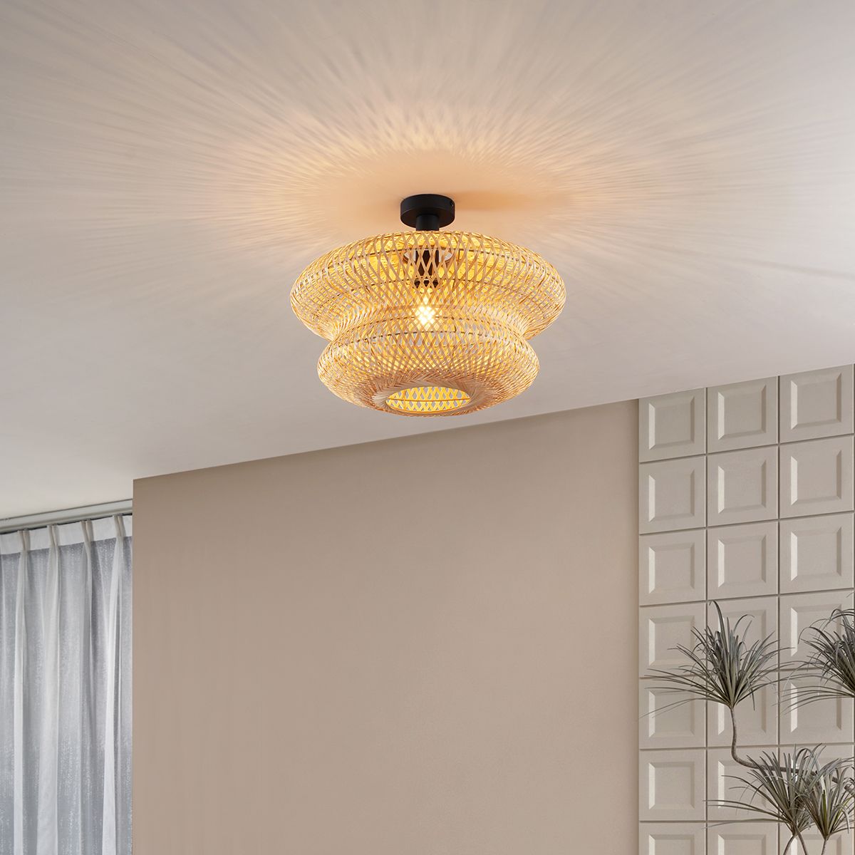 Oosterse plafondlamp bamboe - Ostrava Double