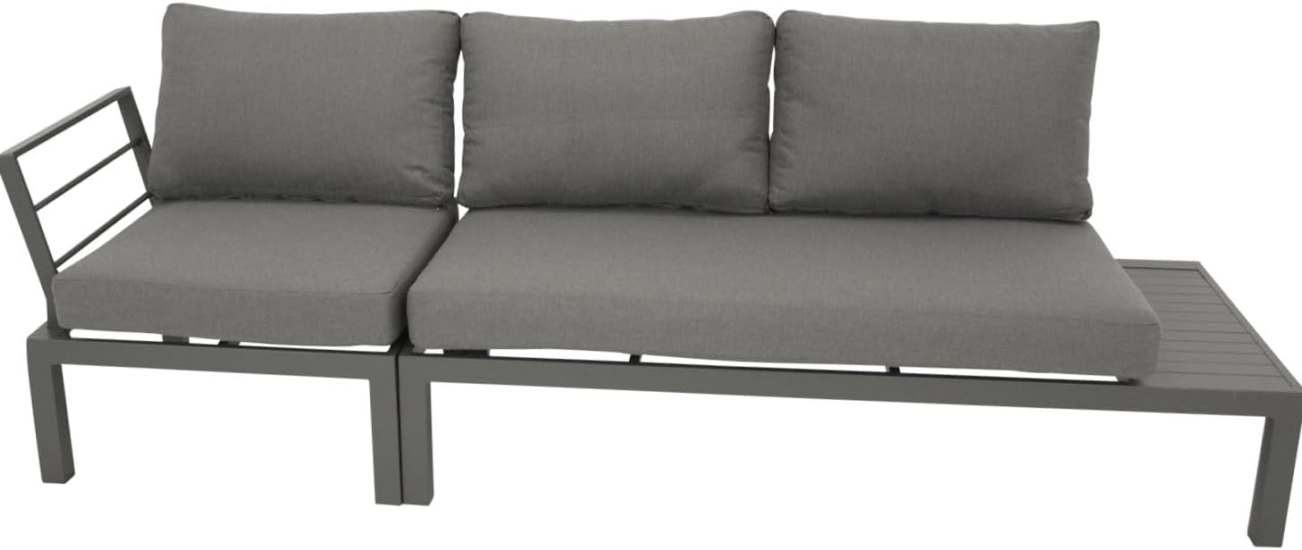 DEGAMO Ecklounge Set ROVIGNO, Aluminium anthrazitfarben, mit Kissen grau, 234x234cm, wetterfest, Outdoor