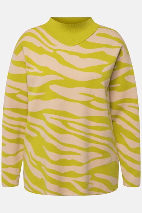 Pullover, Zebramuster, Stehkragen, Langarm