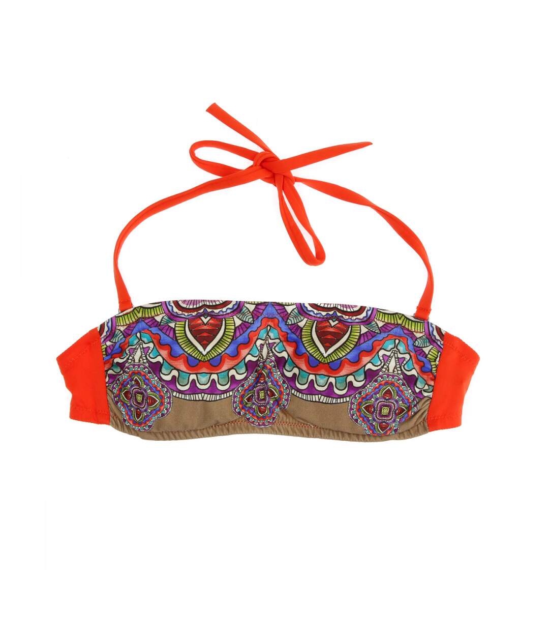 Haut de Bikini Bandeau Orange/Motif Femme Nana Cara Kenya