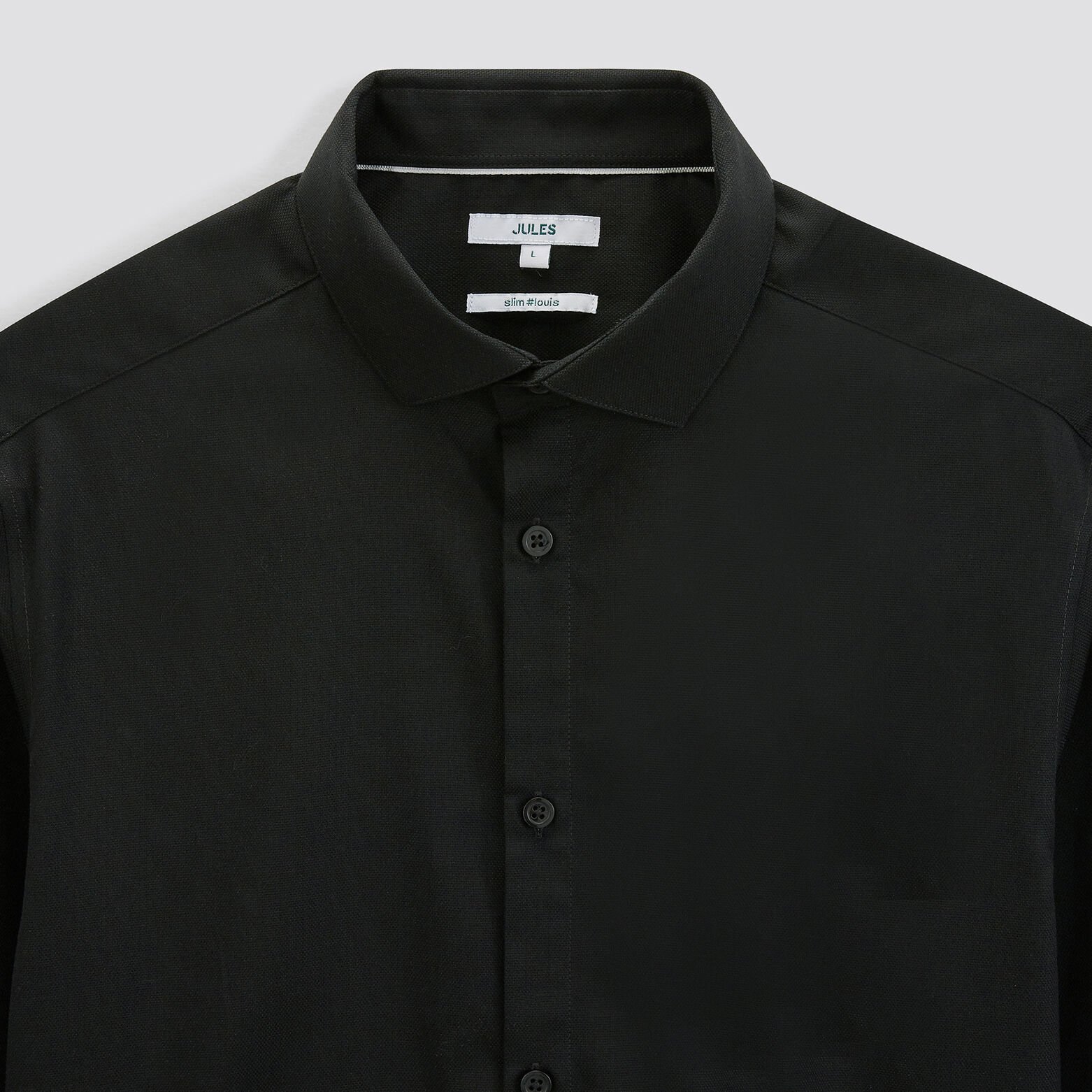 Chemise slim sans repassage unie coton Noir
