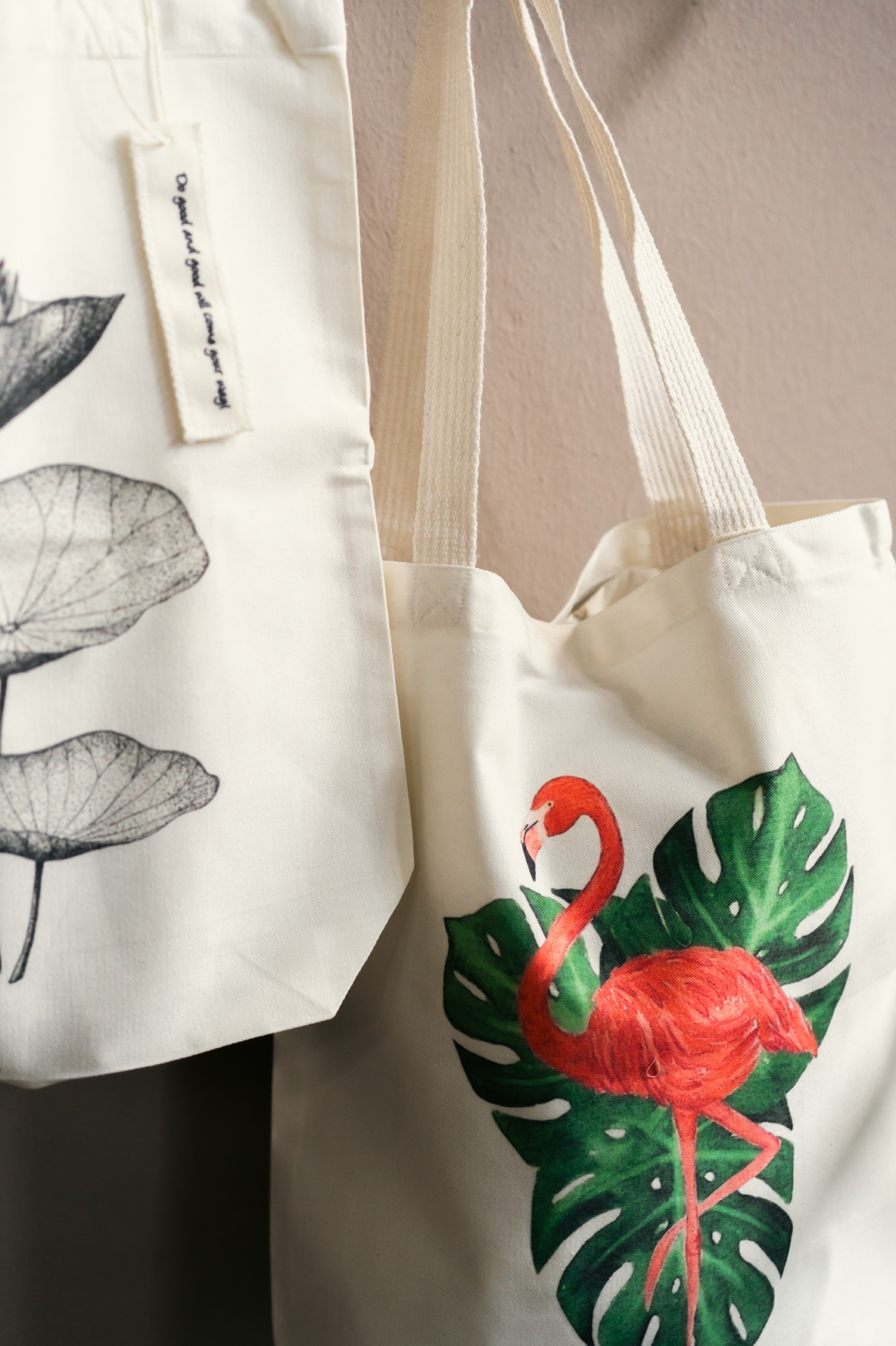 Stoffbeutel 'Flamingo', weiß, H 40 cm, B 40 cm, L 9 cm günstig bestellen
