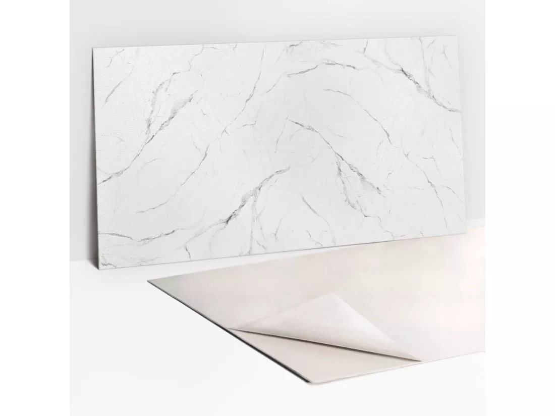 Panneaux muraux autocollants en vinyle imperméable - Marbre clair 100 x 50 cm