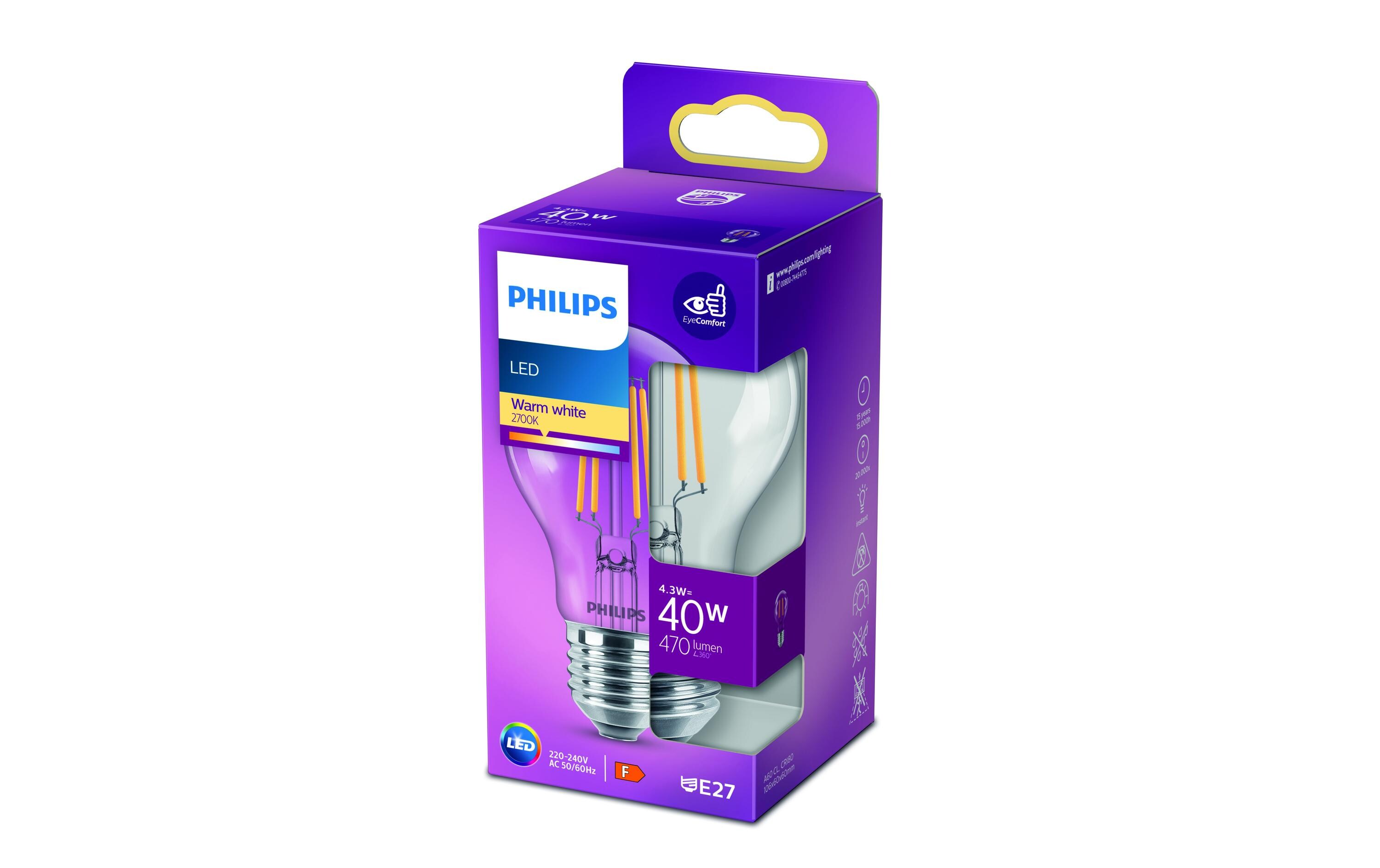 Lampe LEDcla 40W E27 A60 WW CL ND WarmweissLeuchtmittel A60 mit klarem Glas