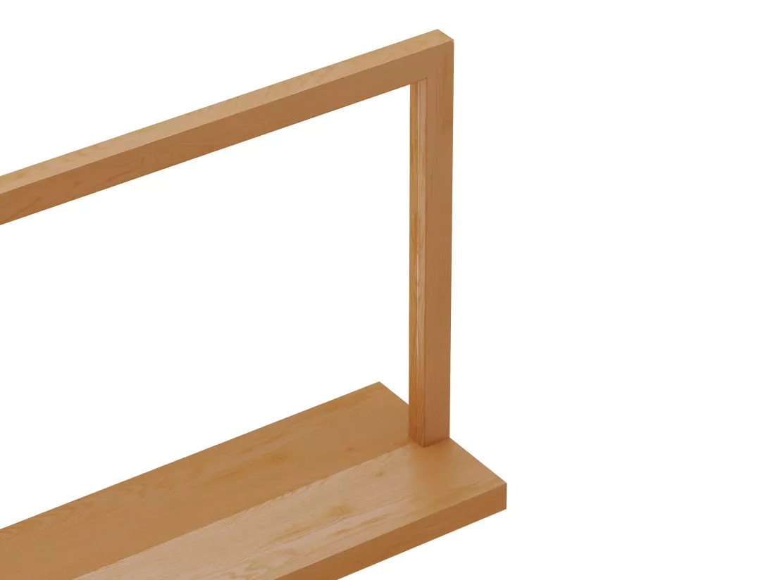 Miroir mural avec tablette en bois de chêne - L. 120 x H. 50 cm - Naturel - JIAO