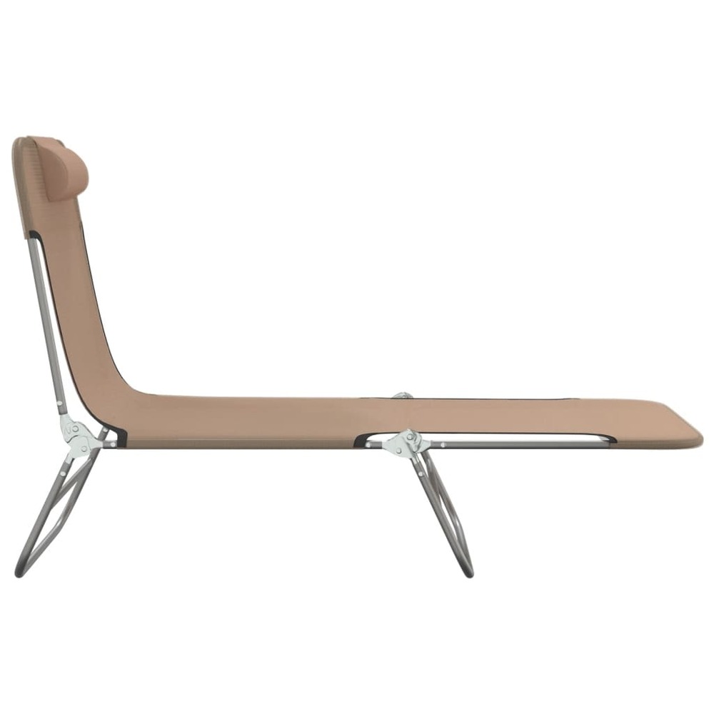 Chaises longues pliables 2 pcs taupe textilène et acier
