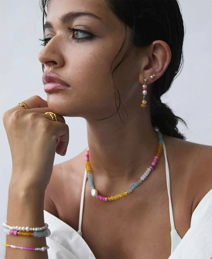 Hultquist Pink rainbow armbånd Guld