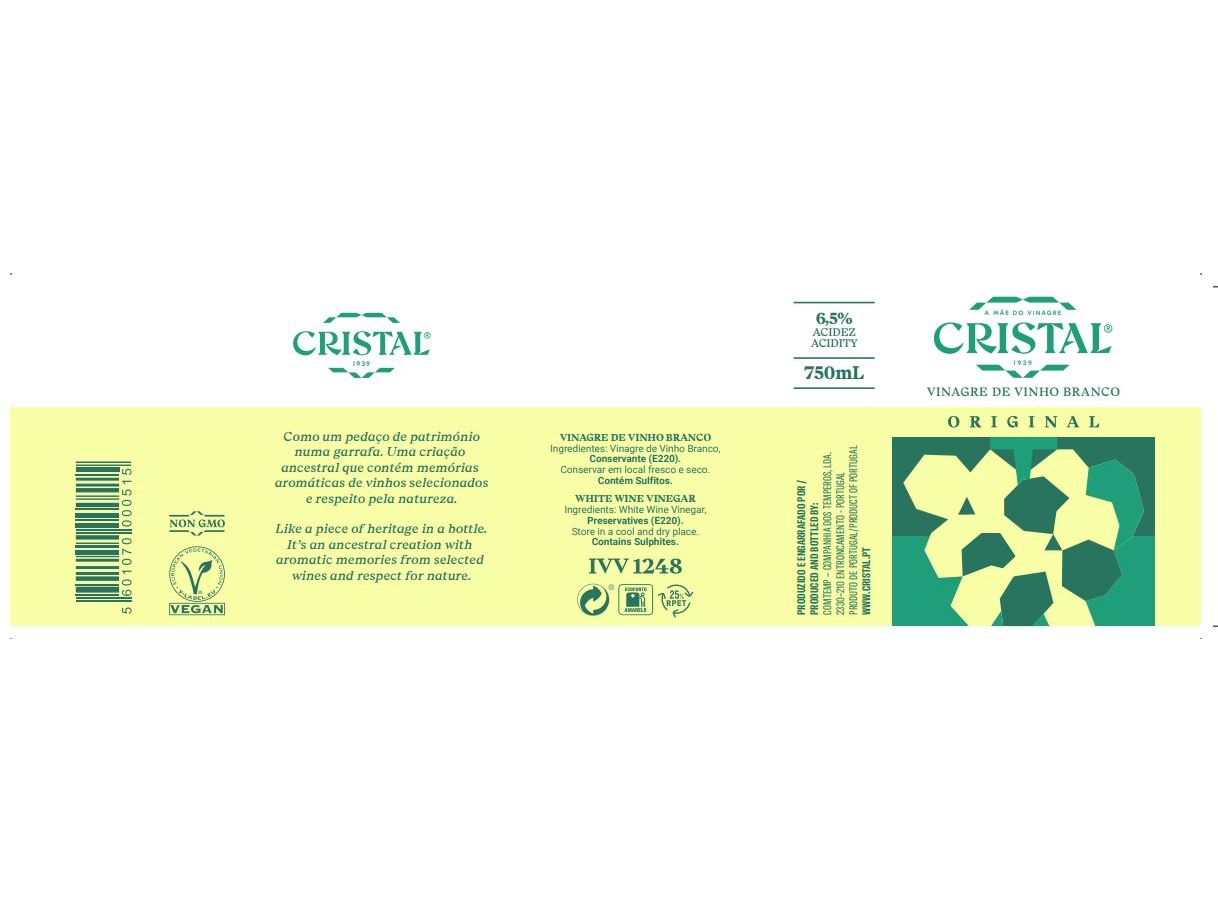 VINAGRE VINHO BRANCO CRISTAL 750ML