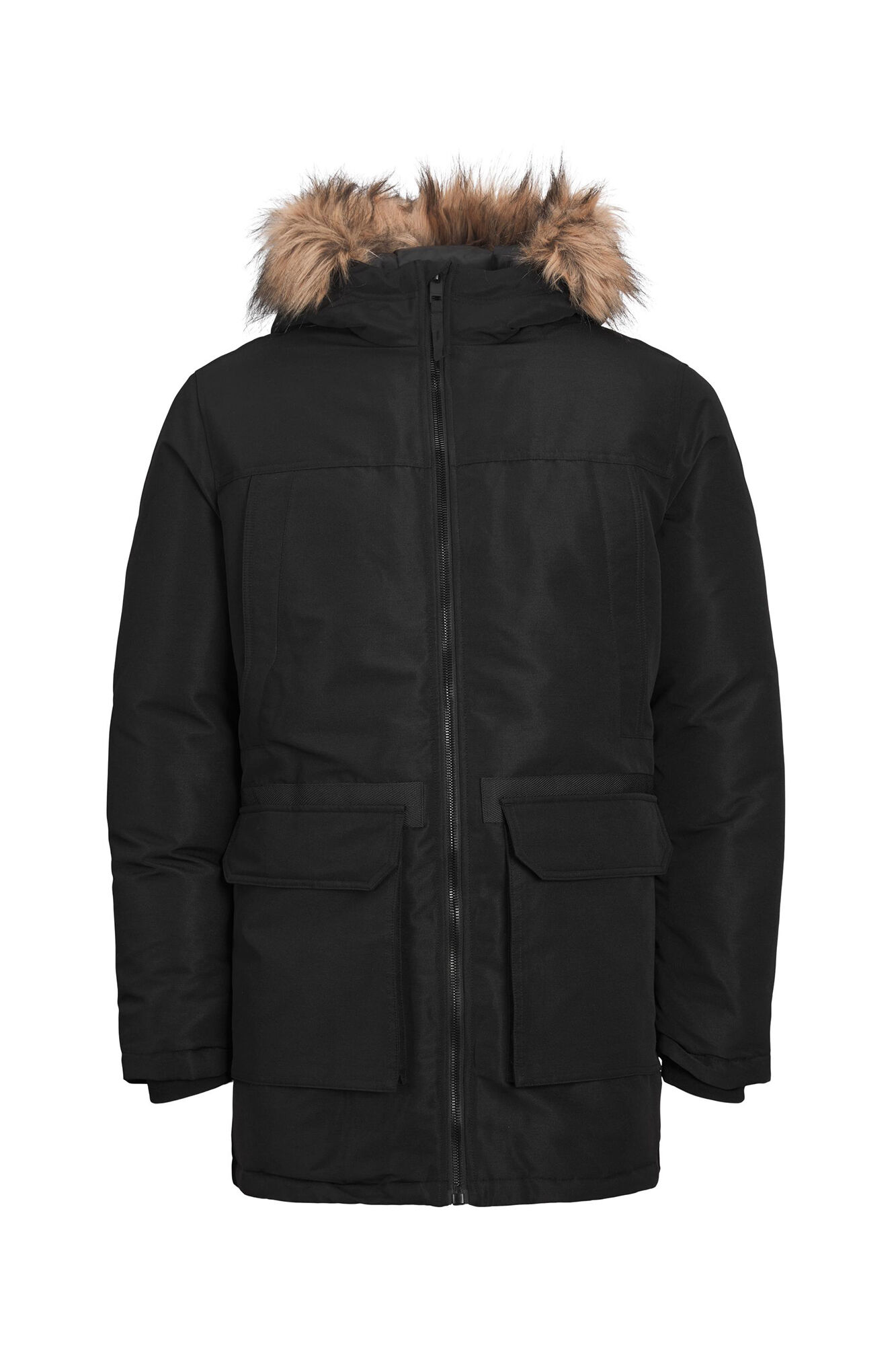 Parka com capuz e forro de penas
