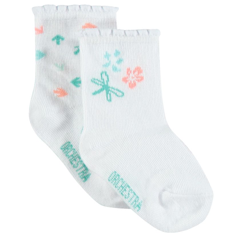 Lot de 2 paires de chaussettes à fleurs et flèches colorées - Gris