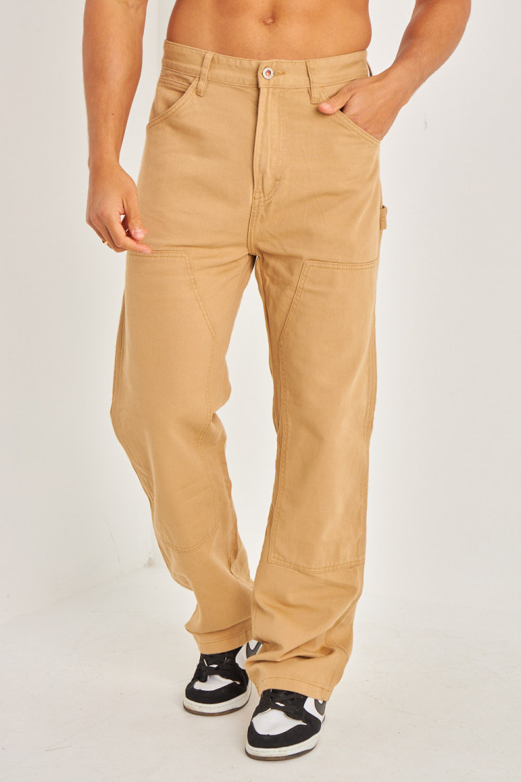 Jeans baggy poche cargo beige