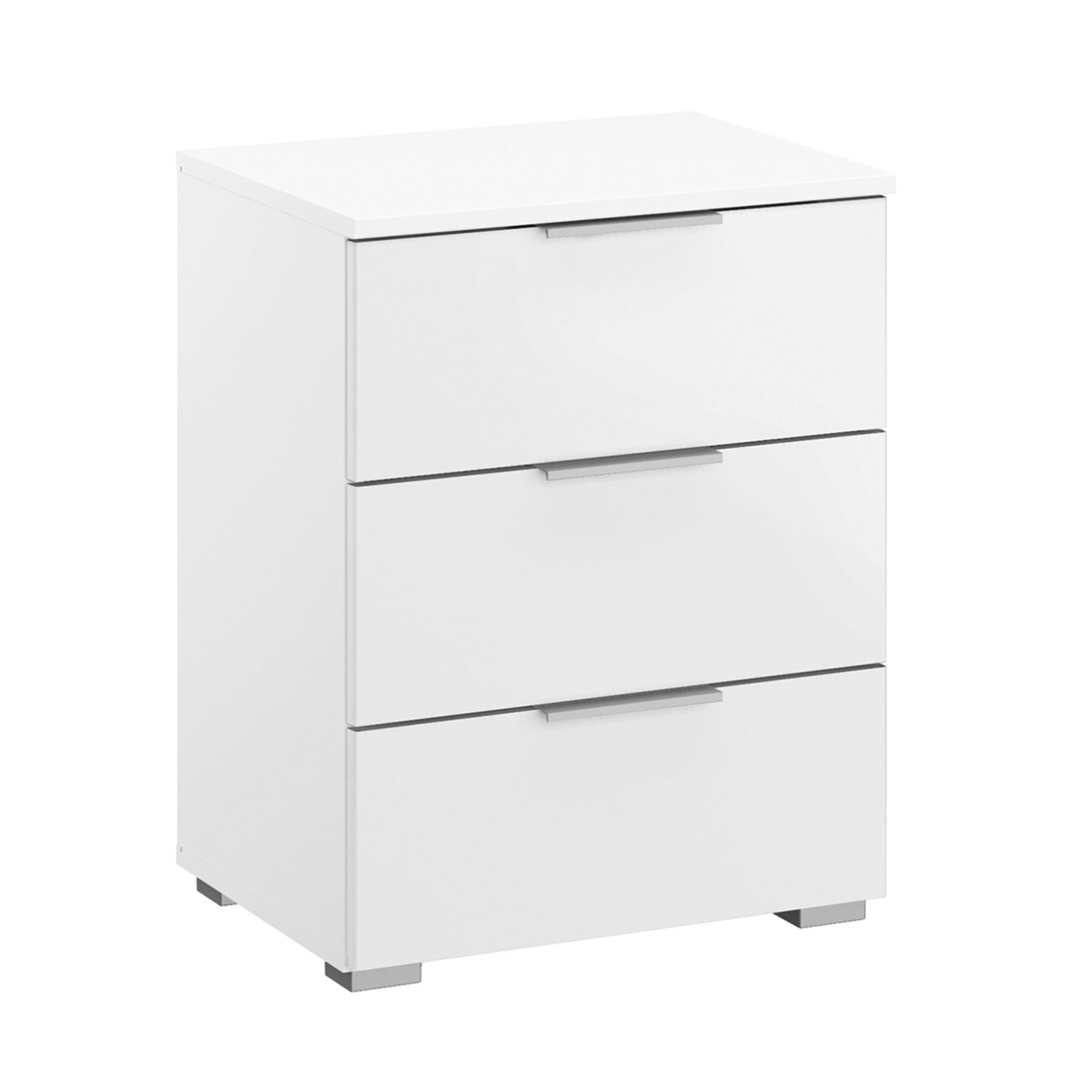2er-Set-Nachttisch - alpinweiß - 3 Schubkästen - 47 cm