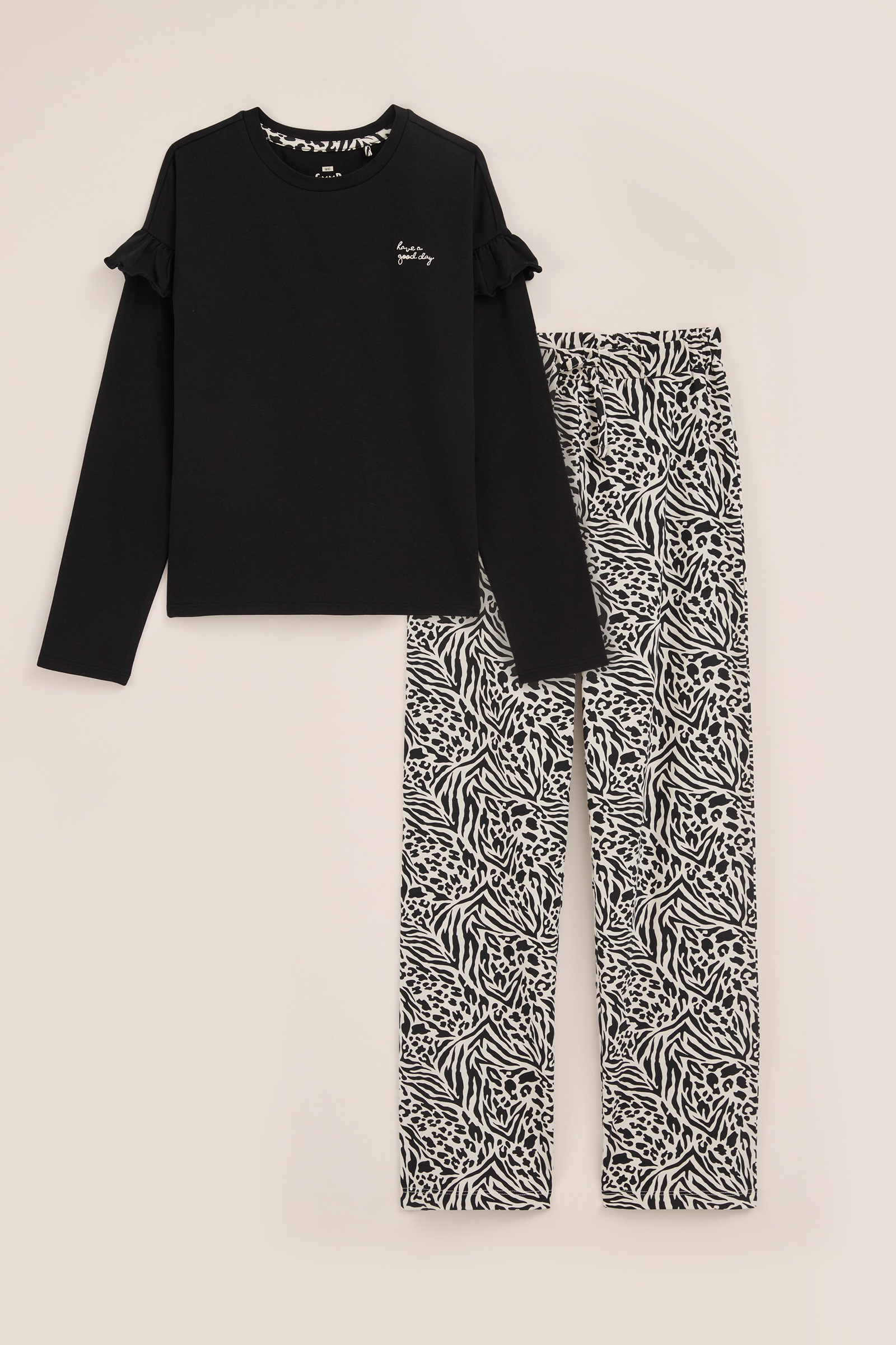 Meisjes pyjamaset met dessin WE Fashion Zwart