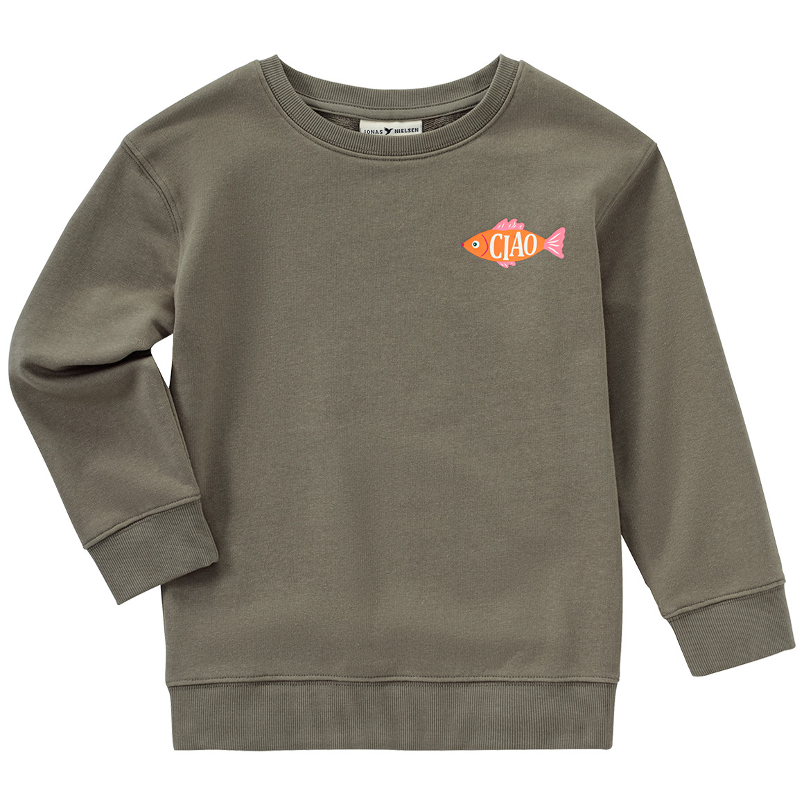 Jonas Nielsen Jungen Sweatshirt mit Urlaubs-Motiven oliv
