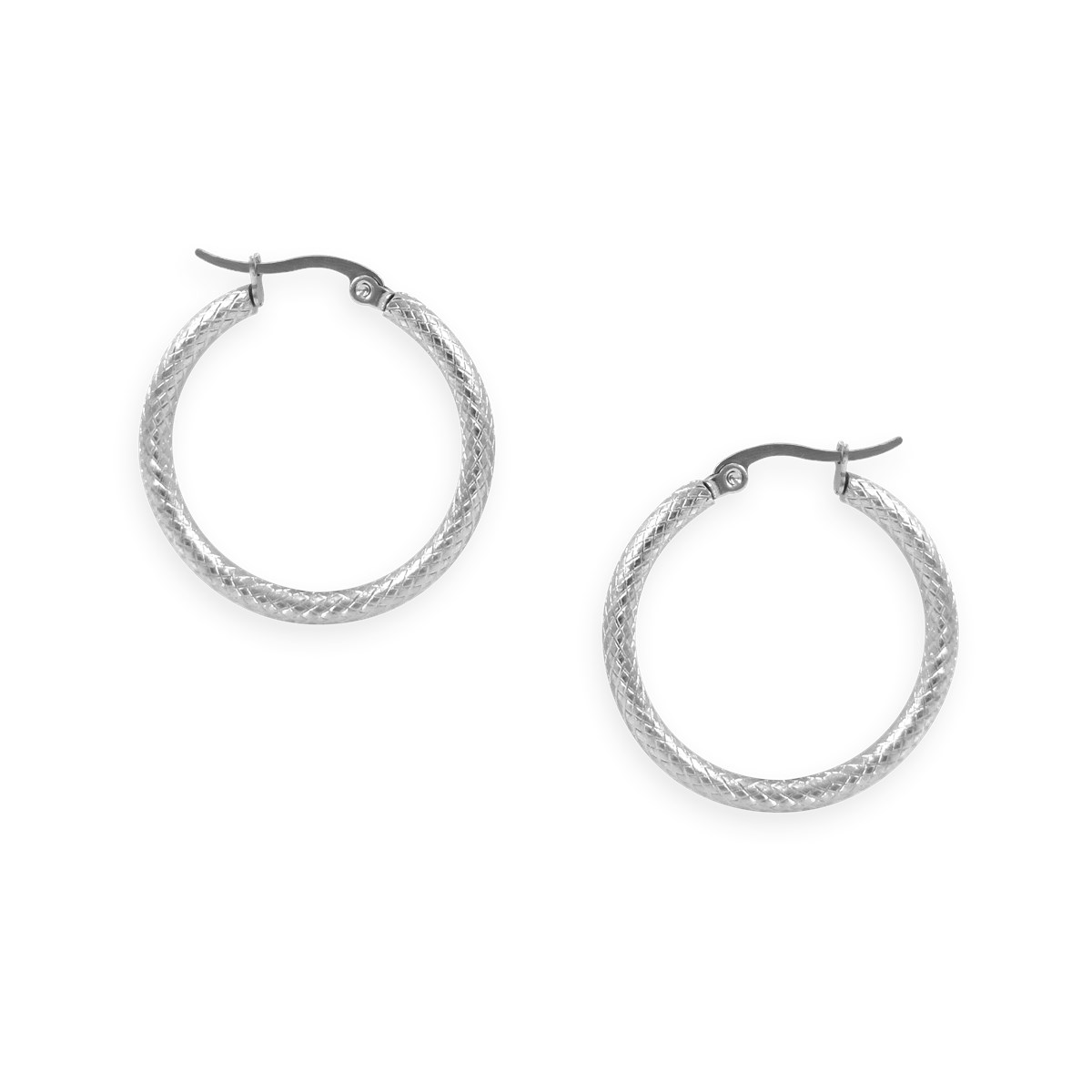 Boucles d'oreilles créoles acier plaqué jaune striées 3 cm
