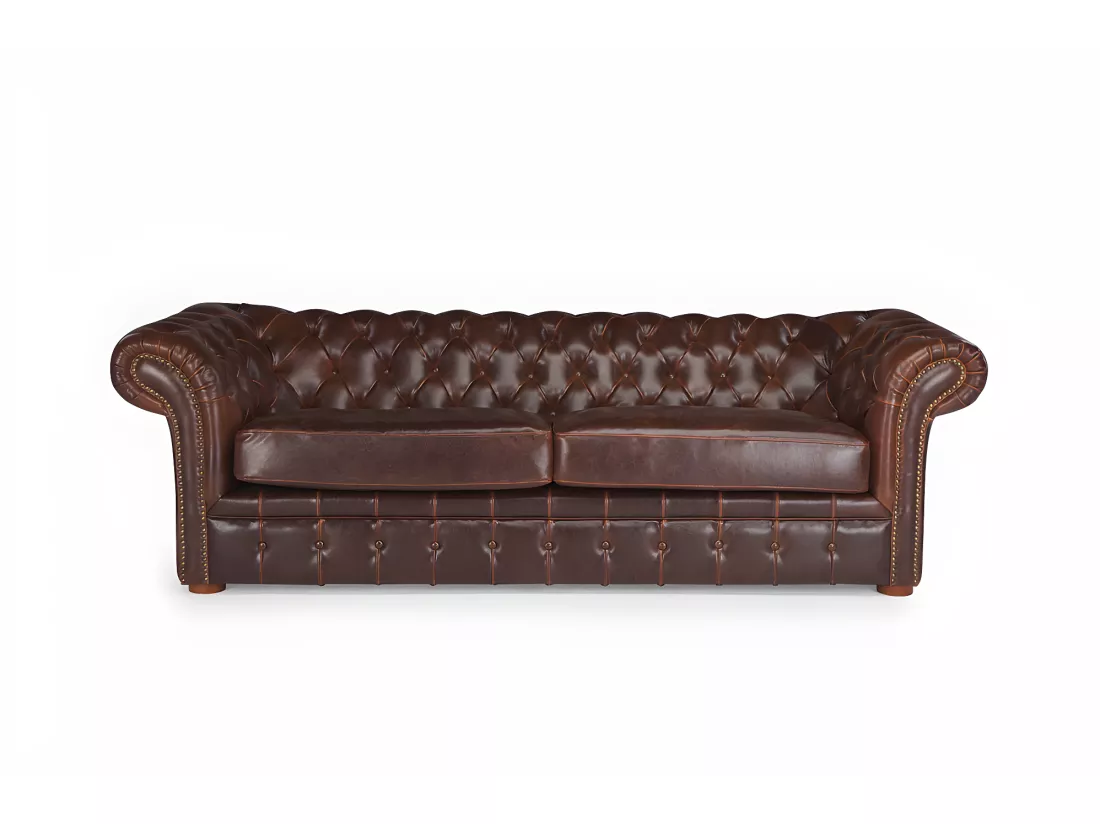 Canapés 3 places et 2 places chesterfield CLOTAIRE 100% cuir vieilli