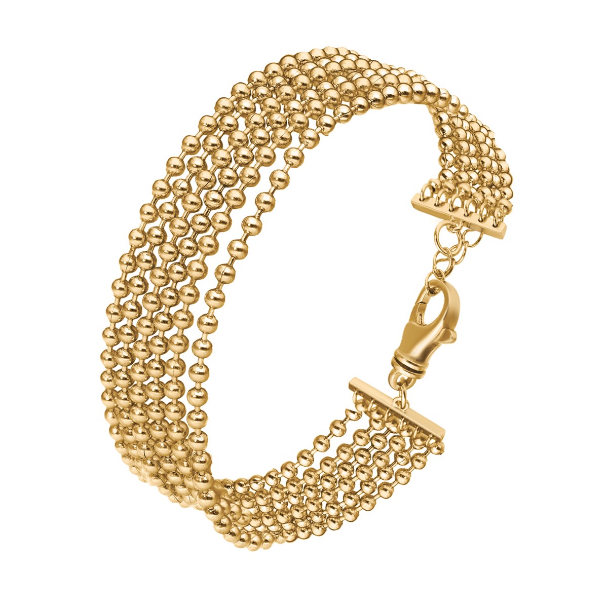 Bracelet Argent Chaines Boules Dorées Petit Modèle