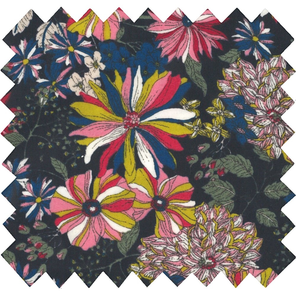 Tissu Enduit Au Mètre Dahlia Rose Marine