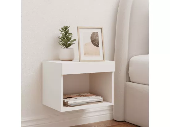 Table de chevet murale avec lumières LED blanc