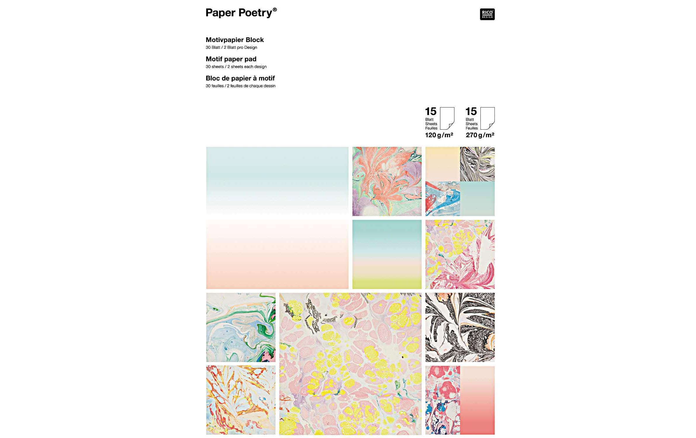 Motivblock Paper Poetry Marmoriert, 30 BlattKreativ mit Rico Design
