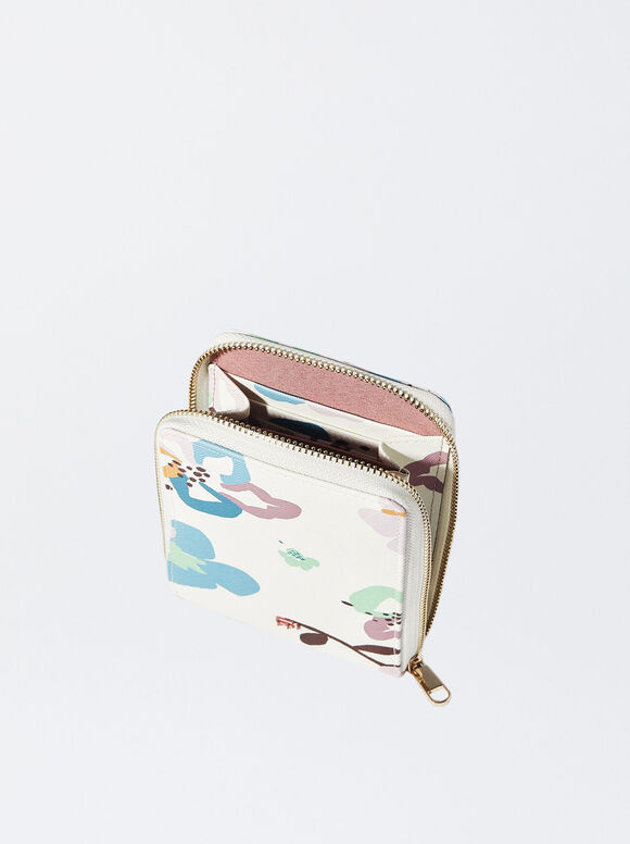 Bolsa para celular com estampa floral - Off-White