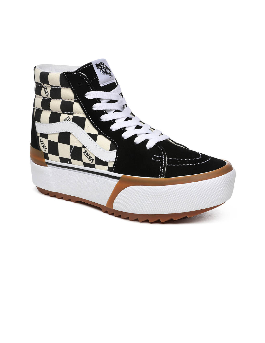 vans Sneakers compensées femme ua sk8-hi stacked (checkerbord) blanc/noir