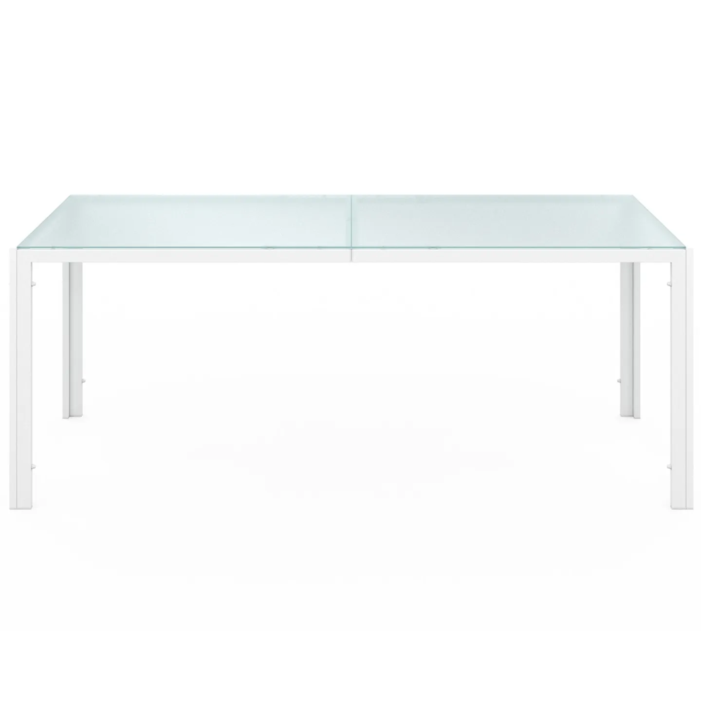 Salon de jardin MADRID table 190 cm et 8 chaises empilables blanc et beige