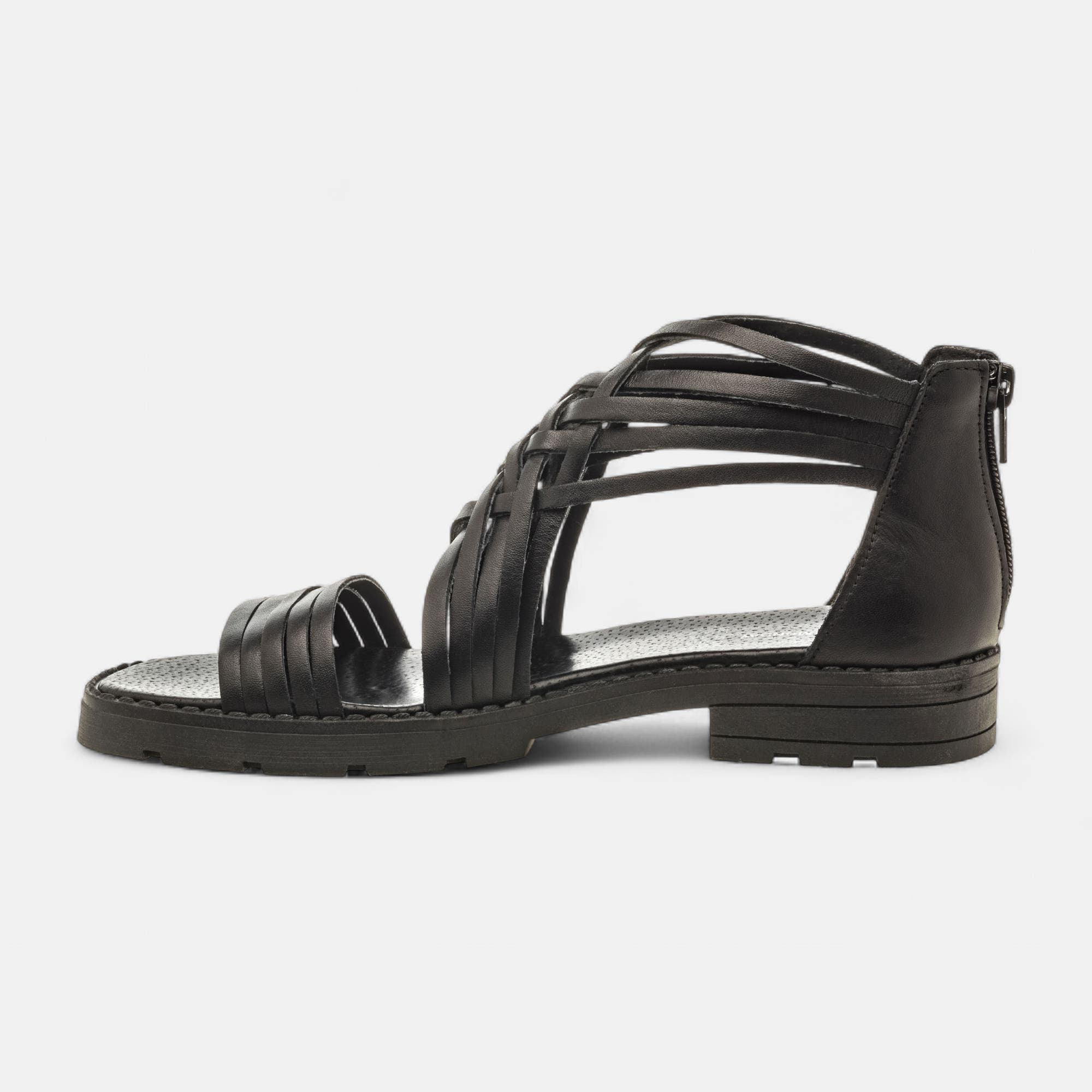 Sandales Femme en cuir noir
