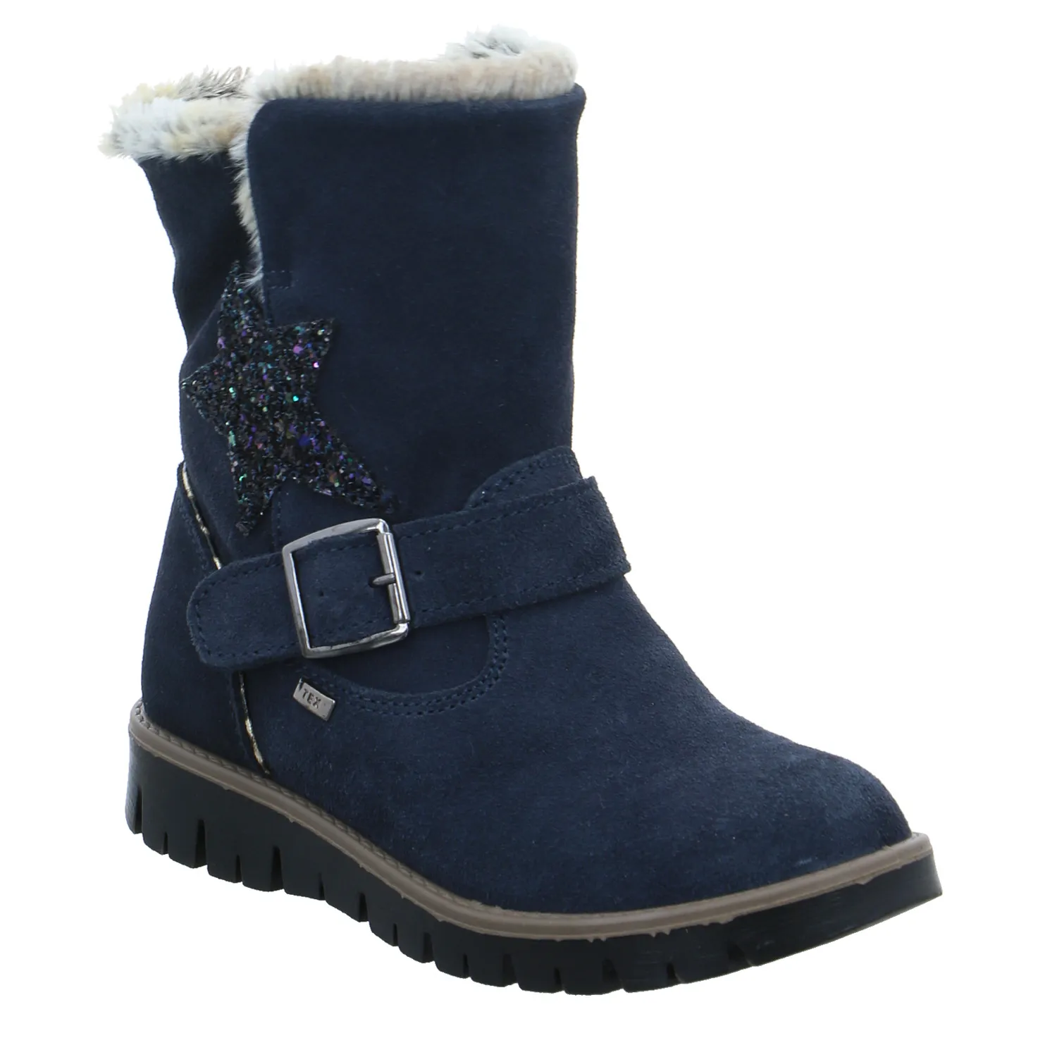 SCHUHENGEL Kleinkinder-Winterstiefel Dunkelblau Leder  Stiefelette