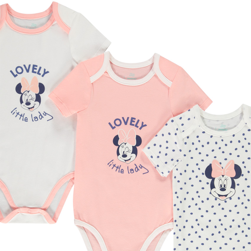 Lot de 3 bodies en jersey Minnie  pour bébé fille