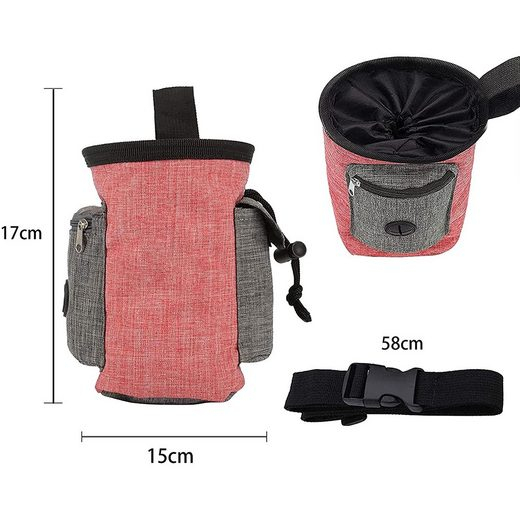Hunde Training Futterbeutel Leckerli Tasche inkl. Kotbeutel Spender   Schultergurt - Rot