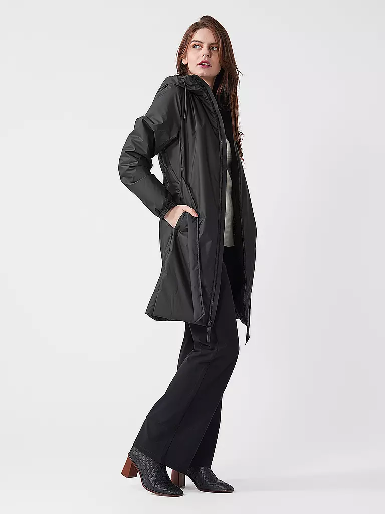 RAINS Regenjacke LOHJA LONG INSULTED CURVED JACKET  schwarz