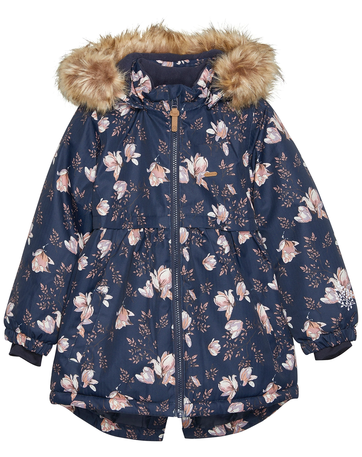 Schneejacke FLOWERS mit Kunstfellbesatz in parisian night