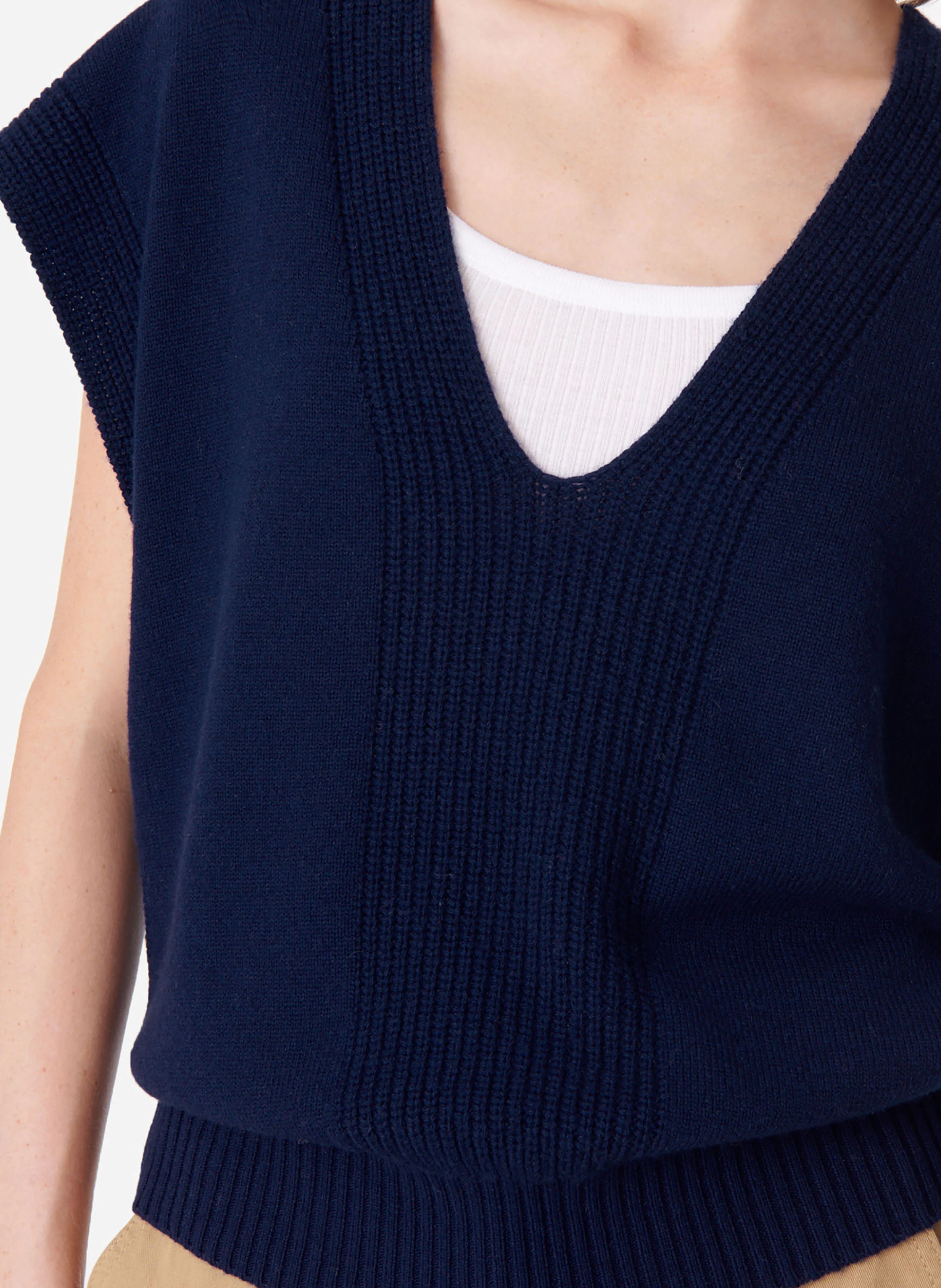 DUNE - Pull col V droit en laine | Bleu