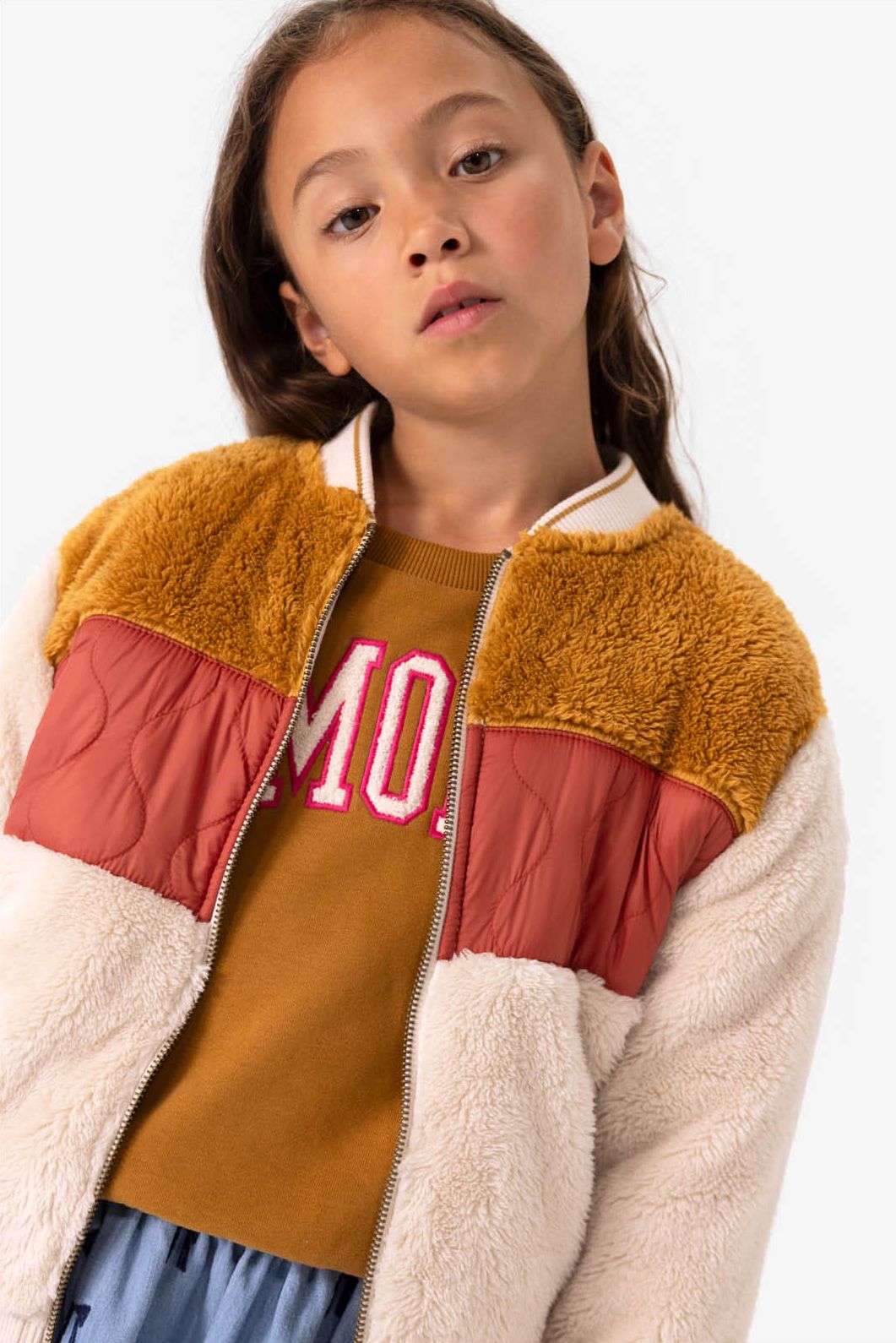 Off-white colour block bomber jack