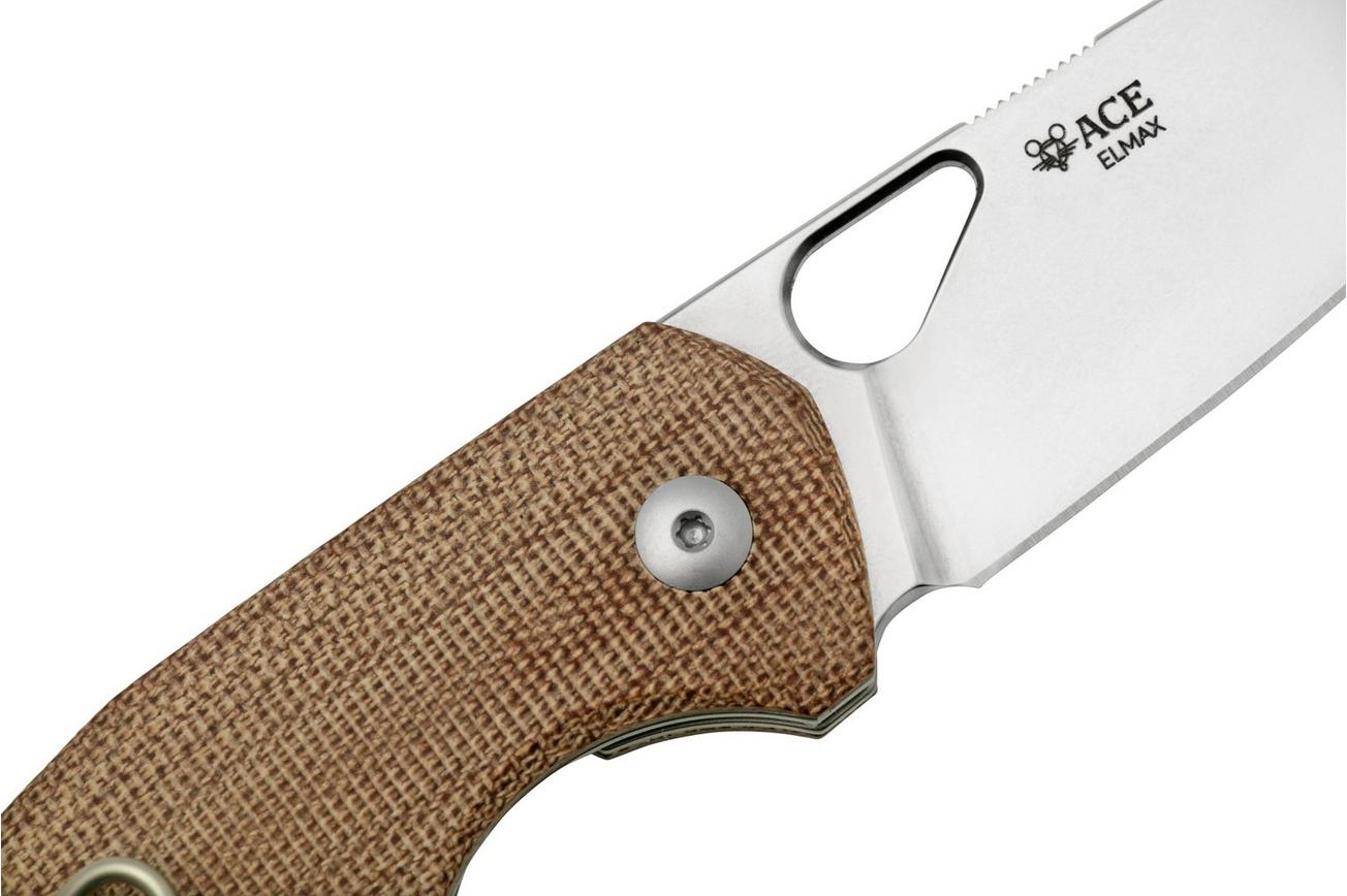 GiantMouse ACE Nimbus V2 Natural Canvas Micarta zakmes, Ansø en Voxnaes design