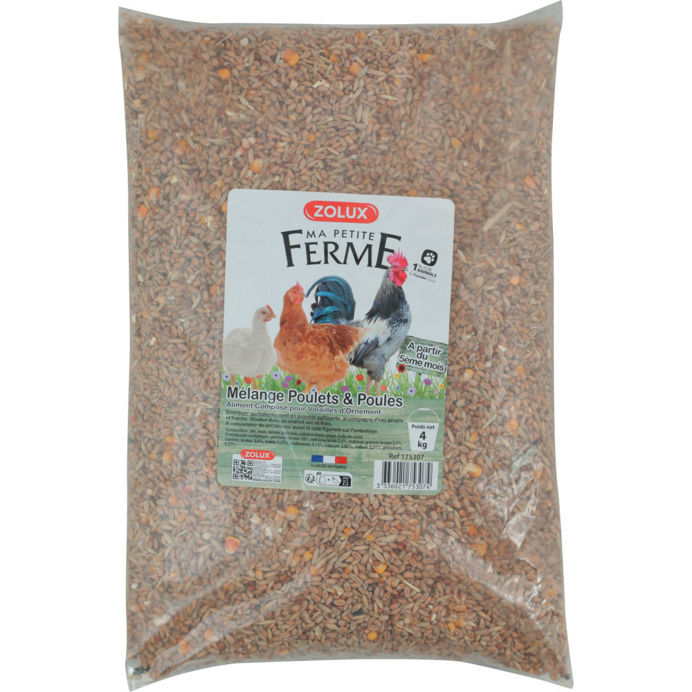 Aliment composé mélange poulets et poules 4 kg basse cour