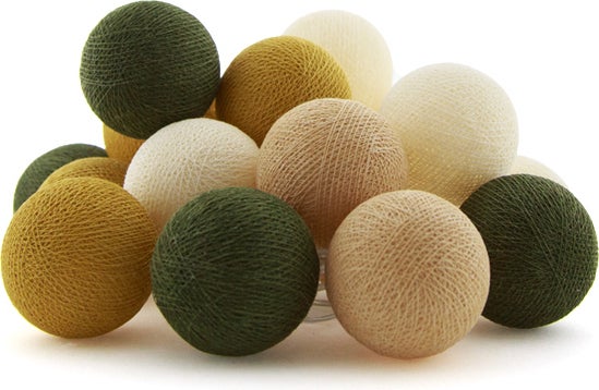 Cotton Ball Lights lichtsnoer Sunflower extension kit bruin/groen 2,4 m met 20 lampen