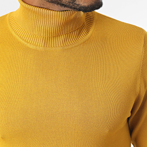 Pull Col Roulé Jaune Moutarde