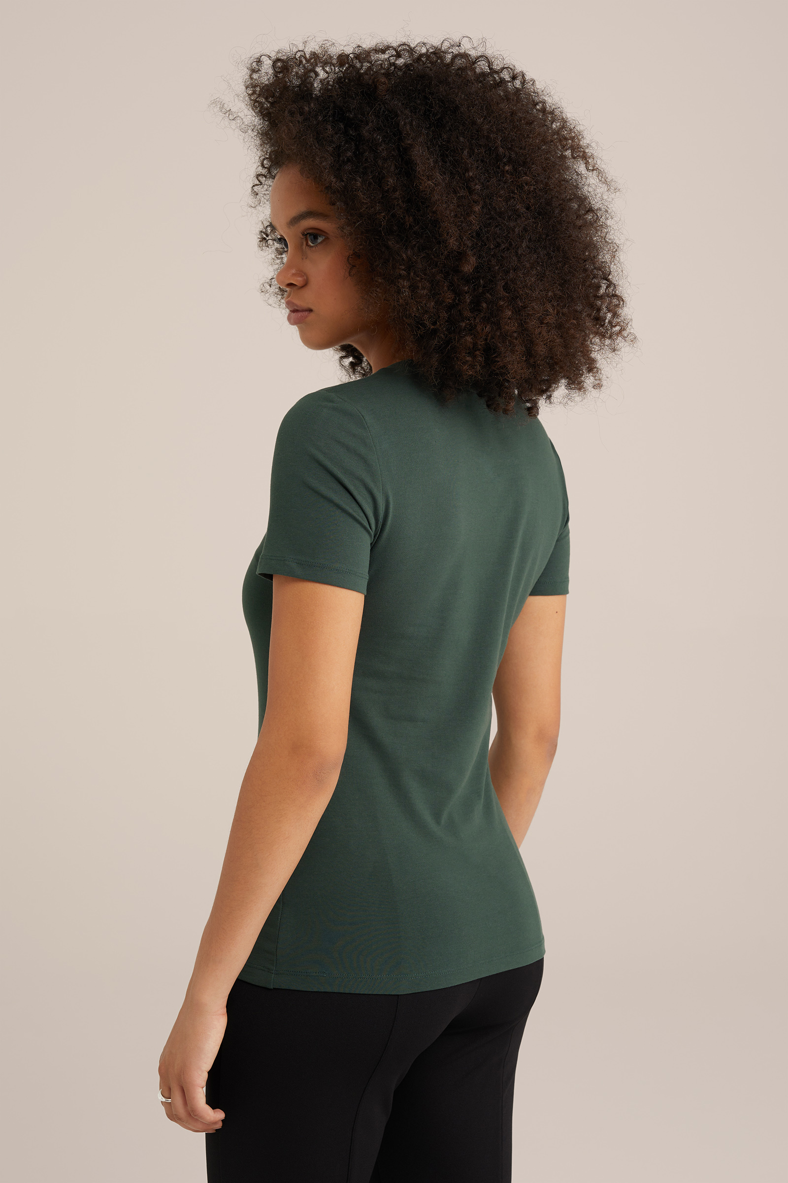 T-shirt met V-hals WE Fashion Legergroen