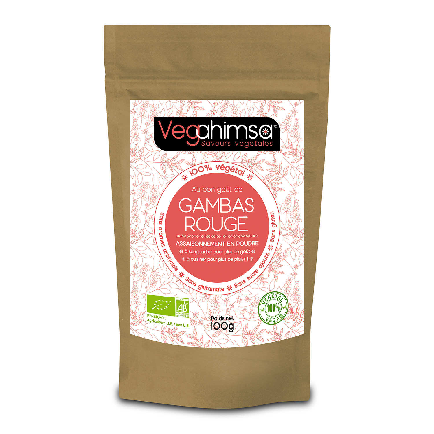 Assaisonnement végétal bio et vegan Vegahimsa - Saveur Gambas Rouge