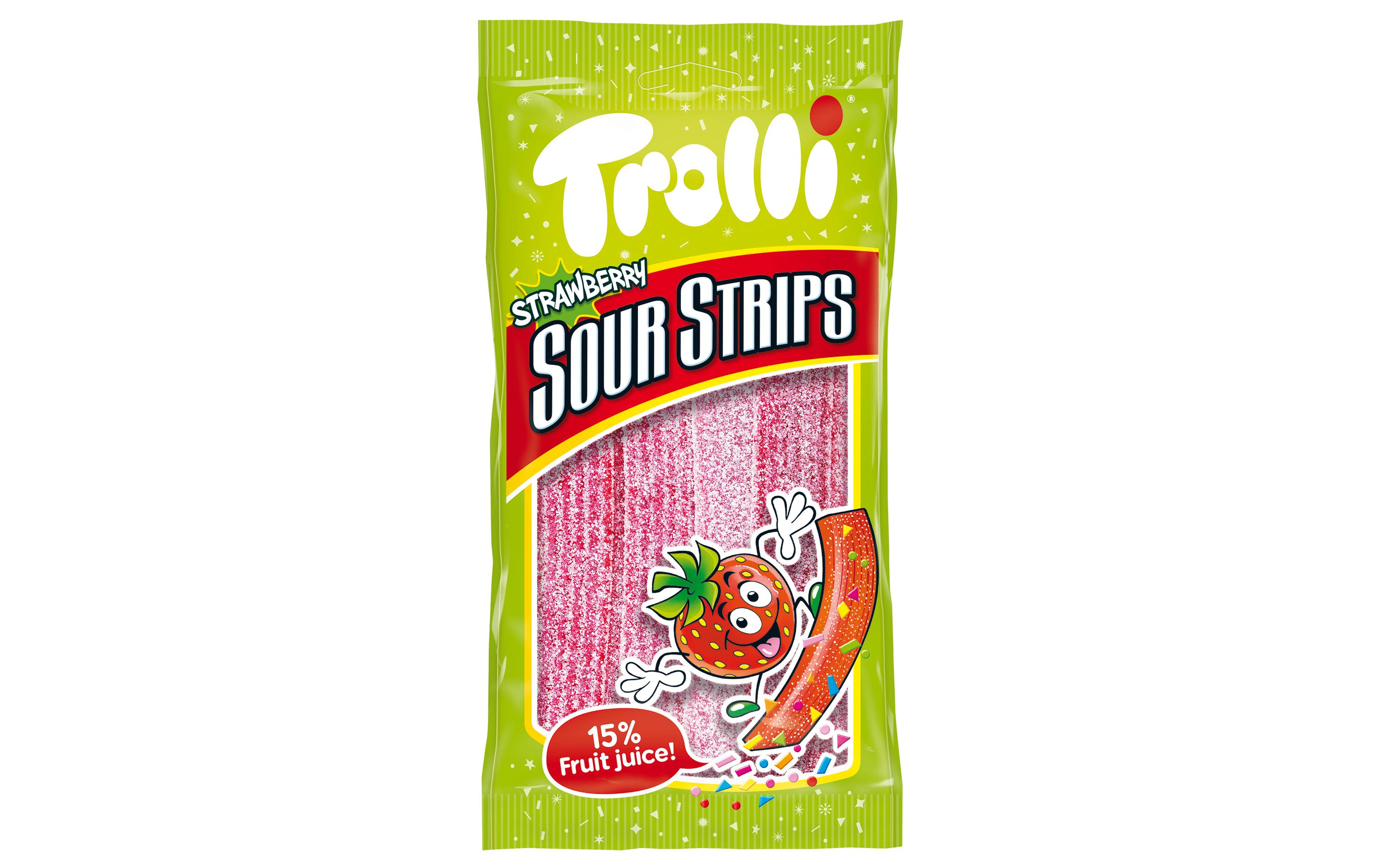 Gummibonbons Strawberry Sour Strips 85 gSaure Erdbeerstreifen