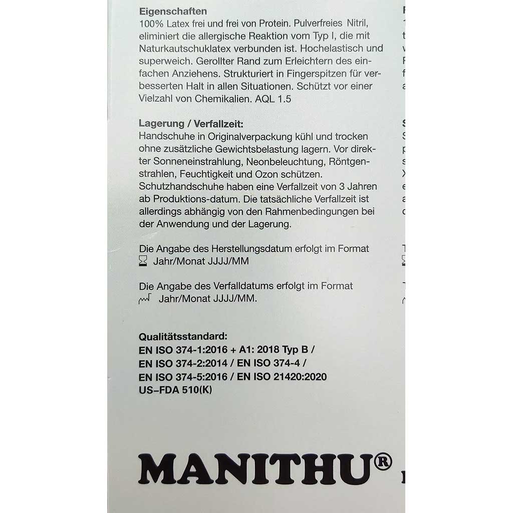 Gummihandschuhe Manithu Nitril-Puderfrei 100 Stück M