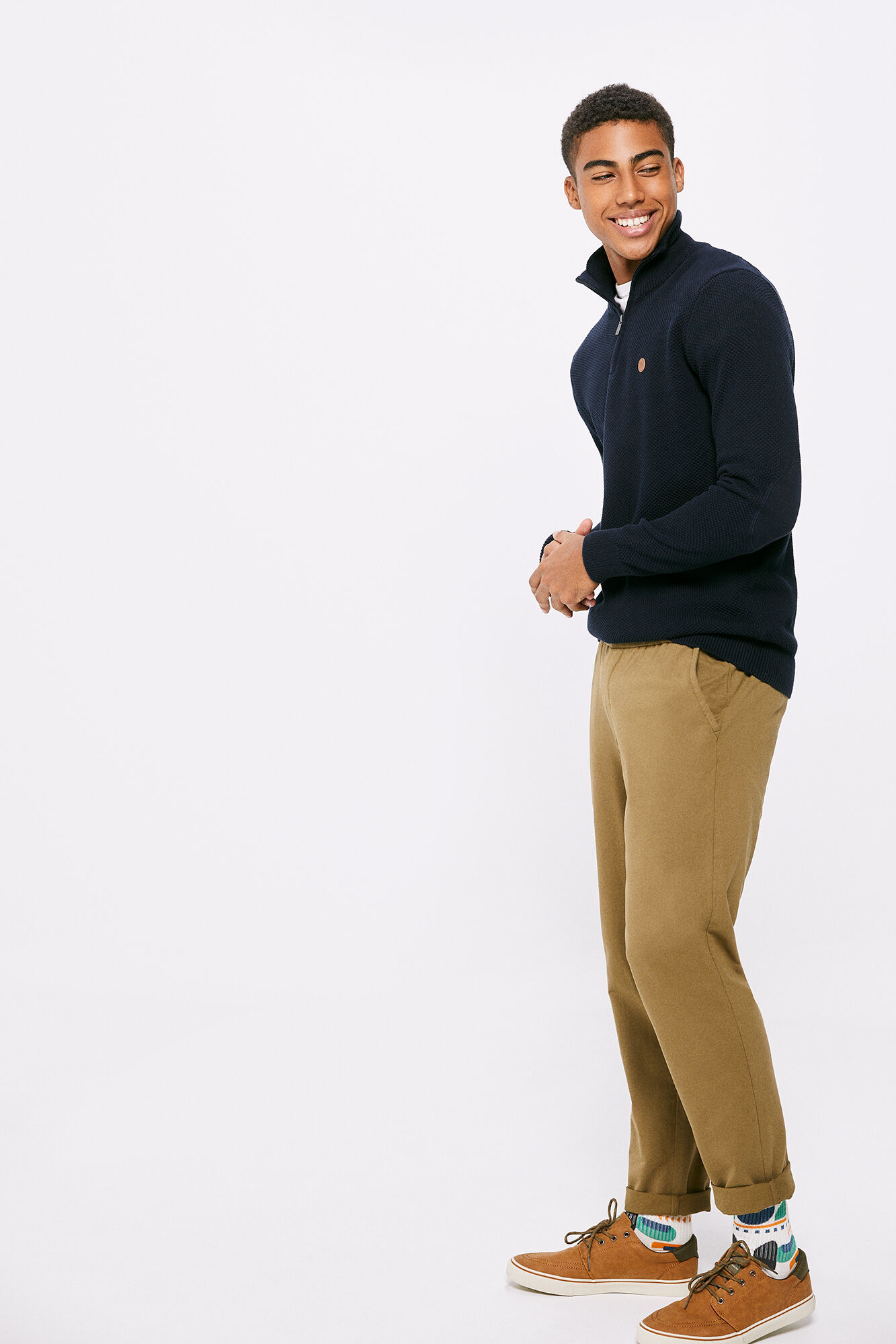 Calça chino de malha confortável - cáqui claro