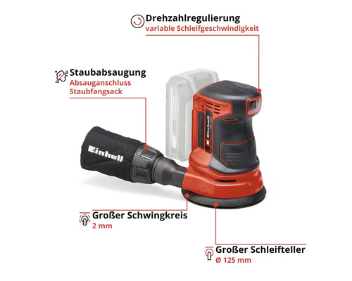 Einhell Power X-Change TE-RS 18 Li accu excenterschuurmachine, zonder accu en lader