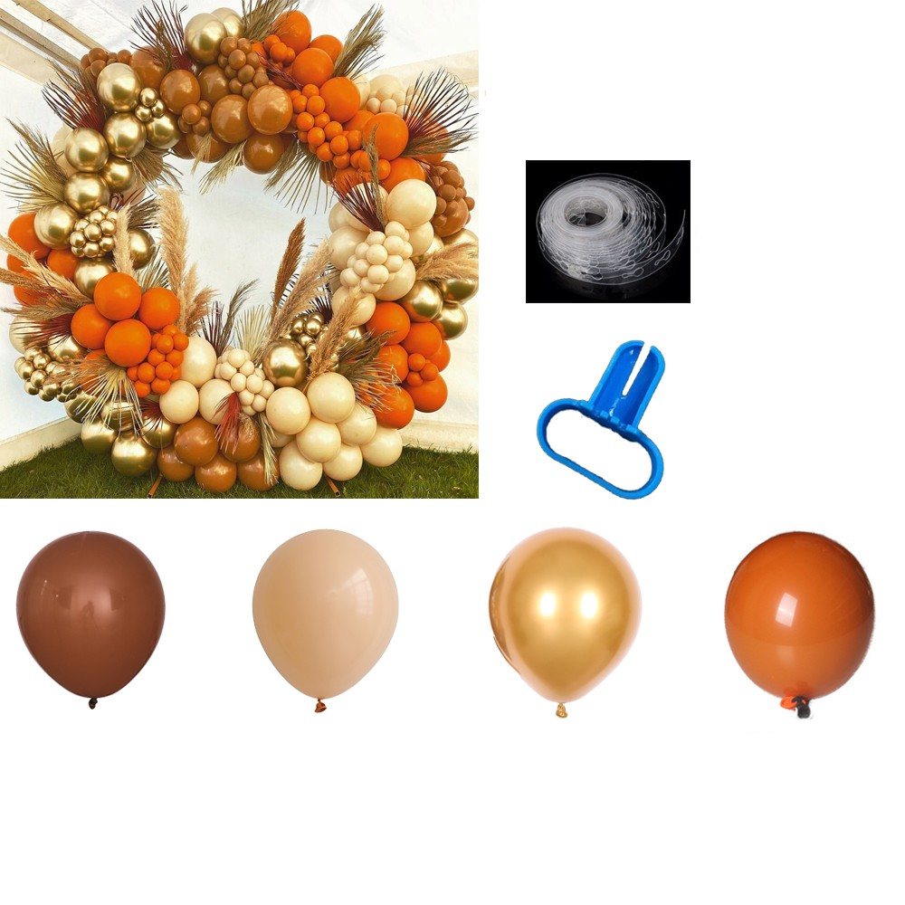 (143-tlg. Set) Party Deko Ballons Latex Luftballons - Orange / Gold / Beige