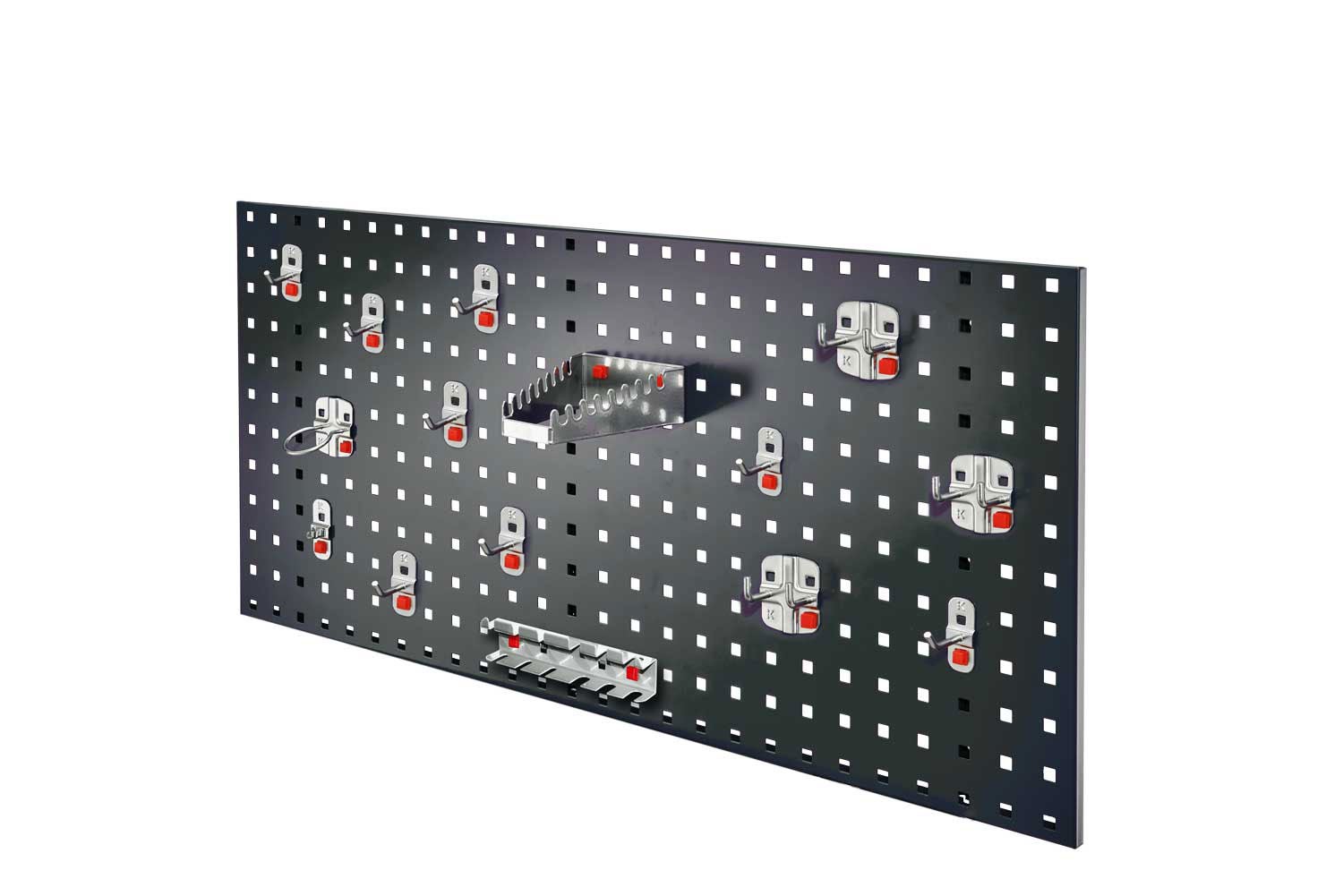 Kappes® RasterPlan by ABAX Starter Set #5 1x Geperforeerde plaat 1000x450mm 1x Gereedschapshouders assortiment 15-delig Antracietgrijs RAL 7016